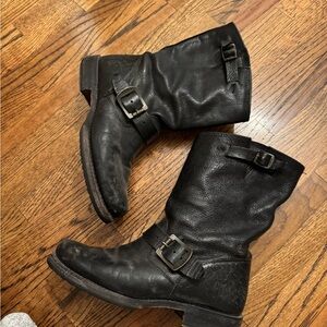 Frye Black Leather Combat Boots